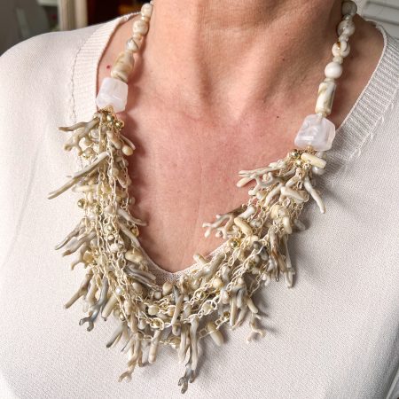 Korallen-Kette, beige-gold