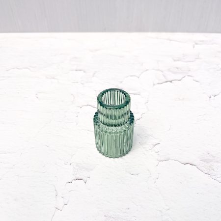 Kleiner schmaler Glas-Kerzenhalter, grün