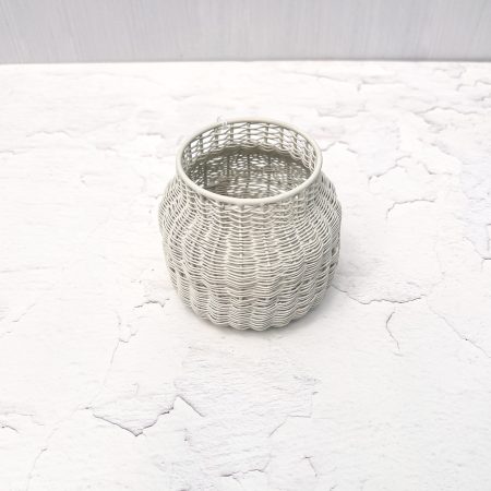 Metalldraht Windlicht, creme, klein