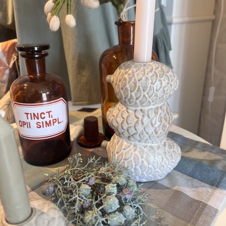 Großer Kerzenständer Zapfen, Keramik, für Stabkerzen