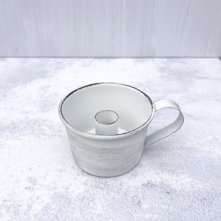 Kerzenhalter, Tasse, shabbyweiß
