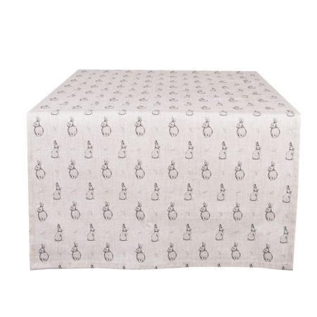 Tischläufer Häschen-Druck, natur-schwarz