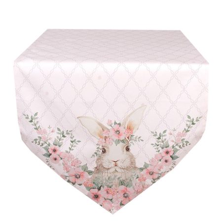 Tischläufer Hase mit Blumen rosa, spitze Enden