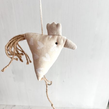 Stoff-Huhn, creme, Herzen