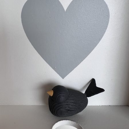 Holz-Vogel, klein, grau