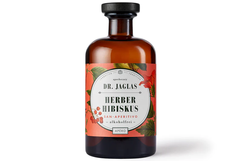 Herber Hibiskus, alkoholfreier Aperitif (Basis), 0,5 Ltr., Dr. Jaglas