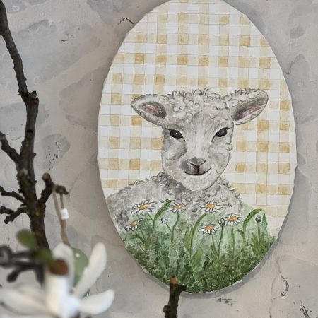 Handgemaltes Bild "Schäfchen"oval