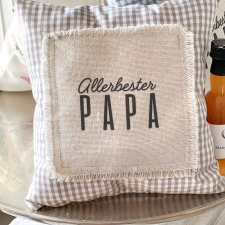 PILLOW TALK, Zierkissen „Allerbester Papa“,  grau kariert