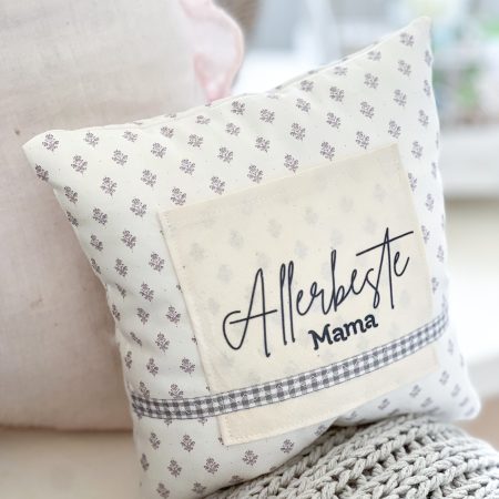 PILLOW TALK, Zierkissen „Allerbeste Mama“,  altweiß-grau