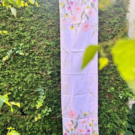 Tischläufer rosé, Wiesenblumen