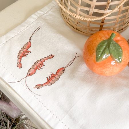 Stoffservietten Shrimps, handgemalt