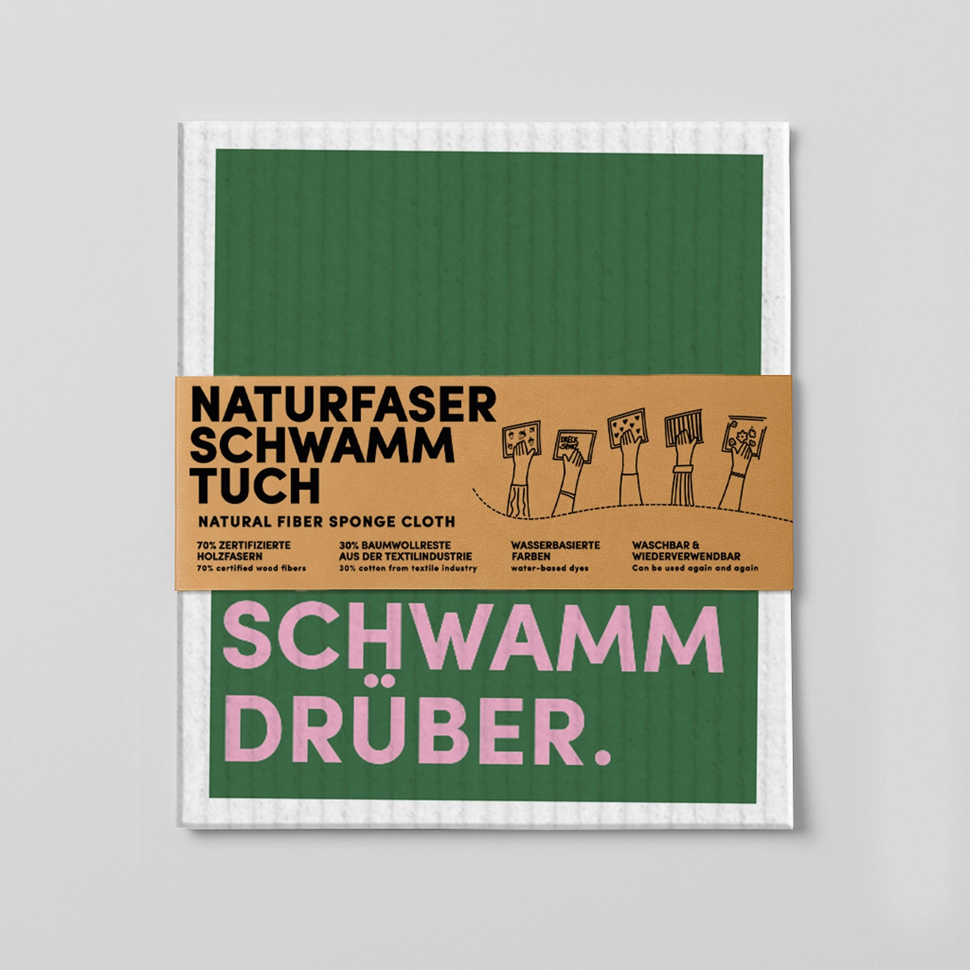 Schwammtuch grün gestreift "Schwamm drüber" – Bild 3