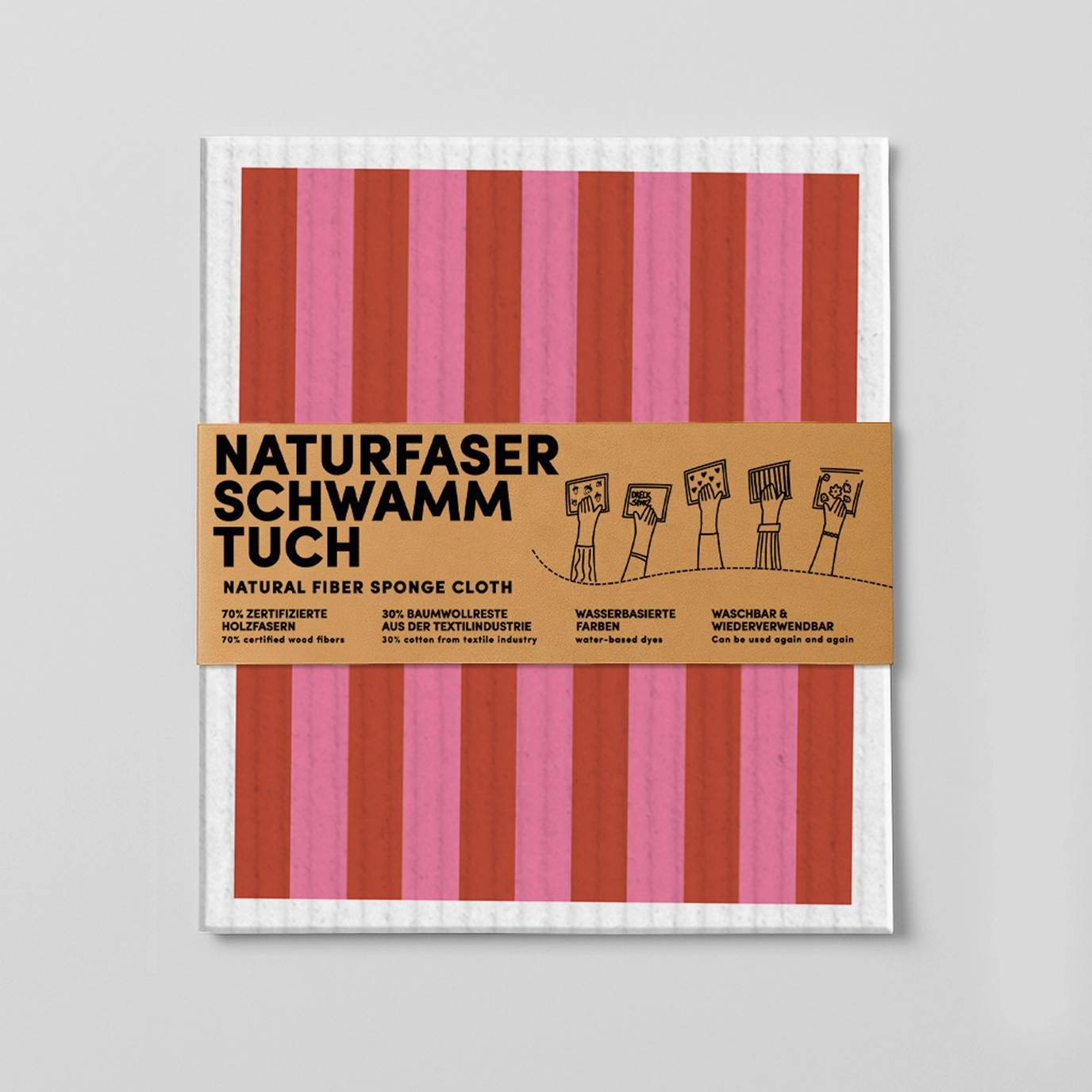 Schwammtuch rot/rosa Streifen