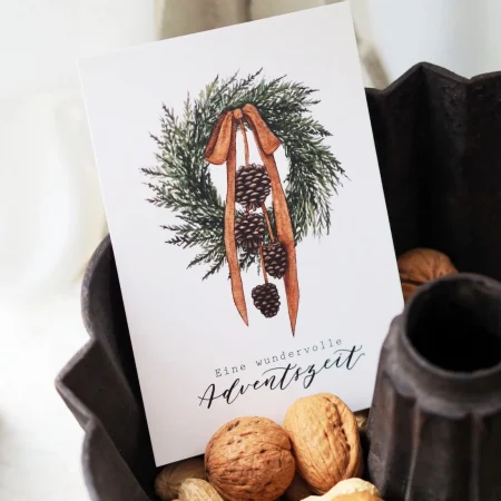 Karte, "Eine wundervolle Adventszeit", Tannenkranz